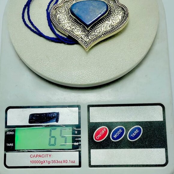 Lapis Lazuli Beaded Chain Pendant Necklace, Striking Blue Stone Pendant, Gemston - Picture 12 of 12